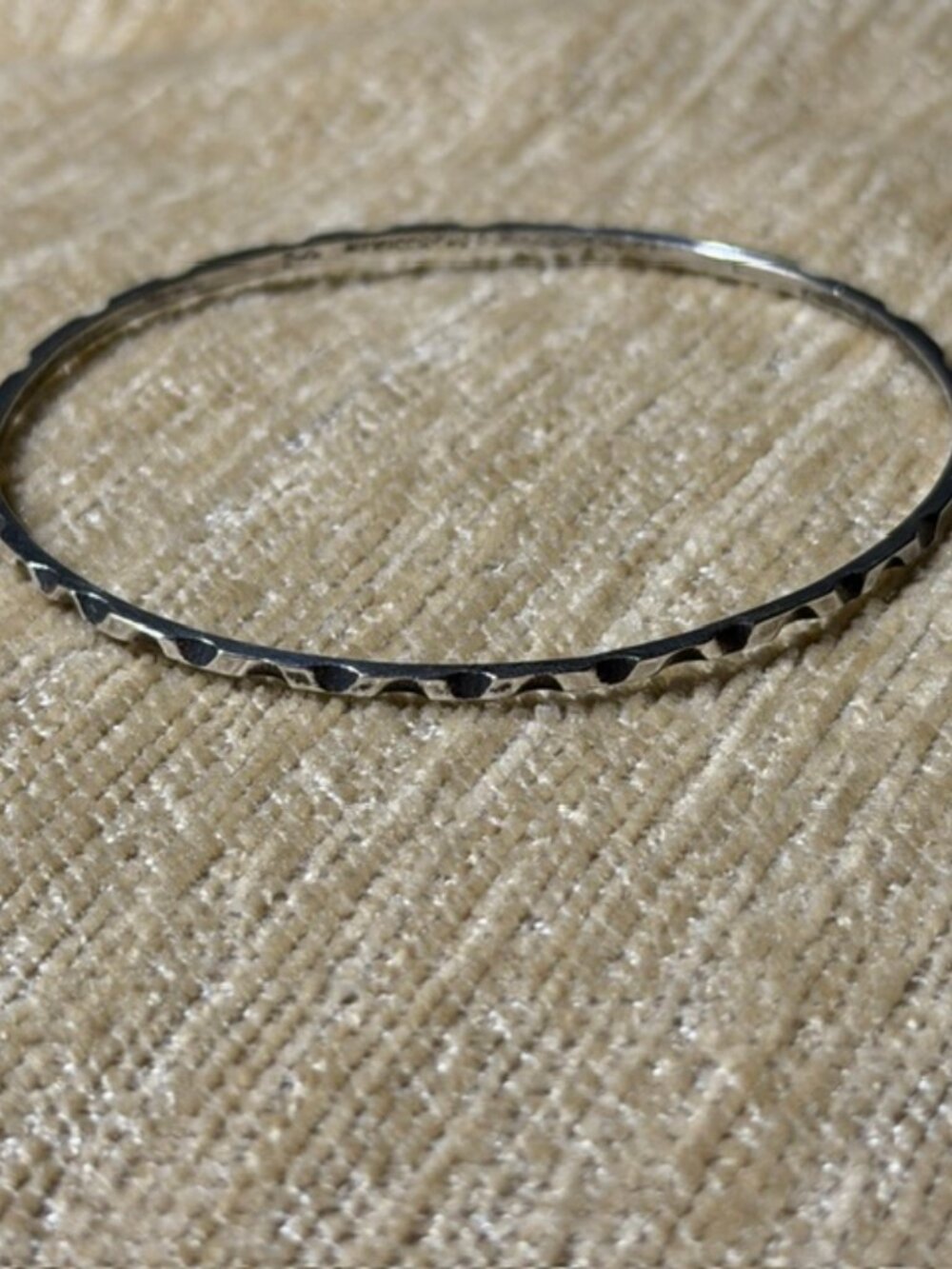 Vintage Mid-Century Taxco Mexican Sterling Silver Notched Bangle, Eagle 3 Mark